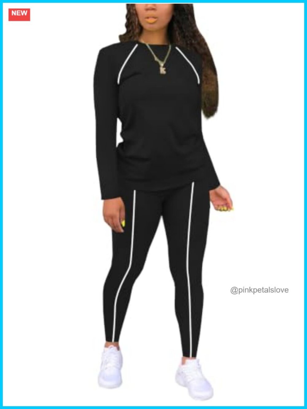 Women's 2 Piece Striped Jogger Sweatsuit Set Long Sleeve Tracksuit